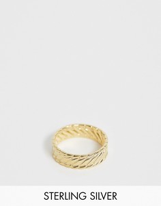 Серебряное фактурное кольцо с позолотой 14 карат ASOS DESIGN - Золотой