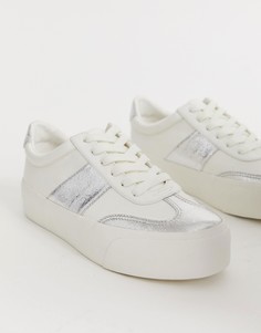 Бело-серебристые кроссовки на платформе ASOS DESIGN Detect - Белый