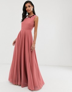 Платье макси с 3D-отделкой ASOS DESIGN - Розовый