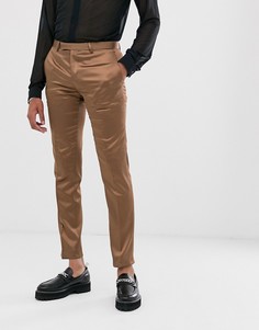 Супероблегающие брюки из сатина бронзового цвета Twisted Tailor - Рыжий