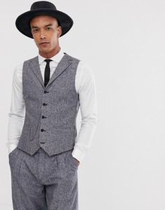 Супероблегающий твидовый жилет с цепочкой Twisted Tailor - Синий