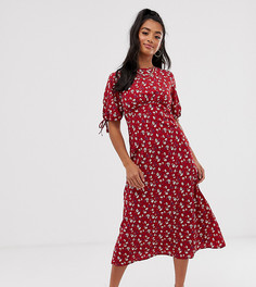 Чайное платье миди с цветочным принтом Fashion Union Petite - Красный
