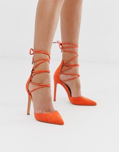 Оранжевые туфли на каблуке с завязкой на щиколотке Public Desire Classy - Оранжевый