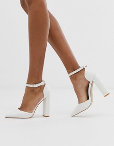 Белые туфли на блочном каблуке с рисунком крокодиловой кожи Public Desire - Sofia - Белый