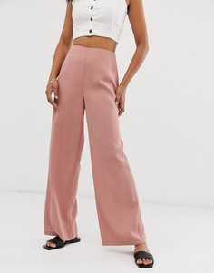 Брюки с широкими штанинами и завышенной талией ASOS DESIGN - Розовый