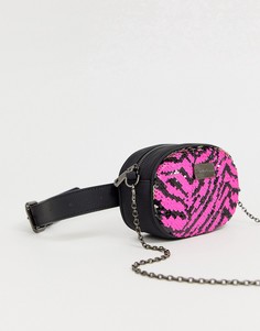 Сумка-кошелек на пояс с пайетками в виде узора зебра Claudia Canova - Розовый
