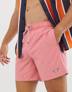 Розовые шорты для плавания с фирменным логотипом Hollister - Розовый