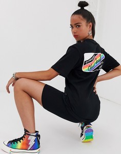 Черная футболка с принтом в разноцветную полоску Converse Pride - Черный