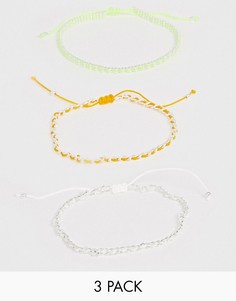 Набор браслетов разных дизайнов с неоновой отделкой и шариковой цепочкой ASOS DESIGN - Желтый