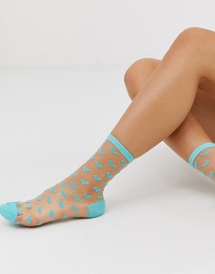 Голубые носки с прозрачной сеткой и узором в виде сердец Gipsy - Синий