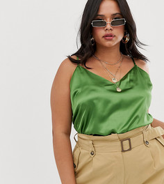 Атласный топ ASOS DESIGN Curve - Зеленый