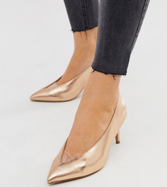Блестящие туфли-лодочки цвета розового золота для широкой стопы на среднем каблуке ASOS DESIGN Winner - Золотой