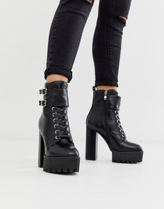 Черные массивные ботинки со шнуровкой Simmi London Kam - Черный