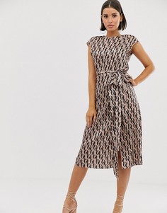 Платье миди без рукавов с драпировкой и принтом ASOS DESIGN - Мульти