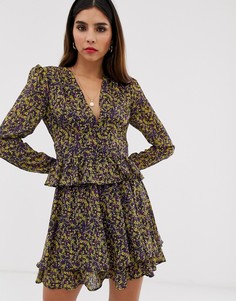 Блузка с длинными рукавами и цветочным принтом The East Order - Mags - Фиолетовый