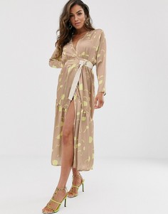 Платье макси с запахом и принтом ASOS DESIGN - Мульти