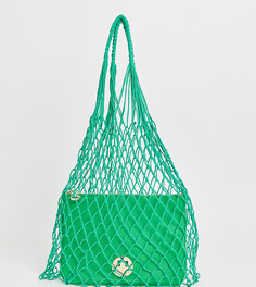Зеленая сетчатая сумка с кожаным клатчем Hill and Friends - Happy - Зеленый