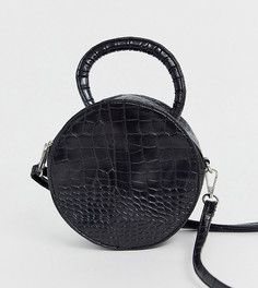 Черная круглая сумка с эффектом крокодиловой кожи и ремешком через плечо Missguided - Черный