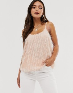 Топ с бахромой металлик ASOS DESIGN - Розовый