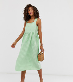 Свободный фактурный сарафан миди с квадратным вырезом ASOS DESIGN Tall - Зеленый