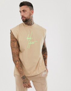 Oversize-футболка без рукавов с логотипом ASOS DESIGN - Коричневый