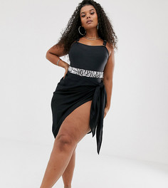 Эксклюзивная черная пляжная юбка с запахом South Beach Curve - Черный