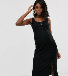 Платье миди в рубчик на пуговицах ASOS DESIGN Maternity - Черный