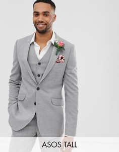 Серый фактурный пиджак приталенного кроя ASOS DESIGN Tall - wedding - Серый