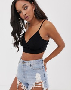 Черный бралетт в рубчик ASOS DESIGN - Черный