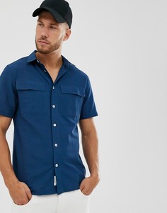 Темно-синяя рубашка с короткими рукавами из легкой жатой ткани River Island - Темно-синий