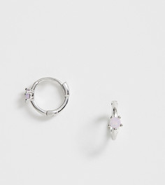 Серебряные серьги-кольца в стиле хагги с опалом Astrid & Miyu - Серебряный
