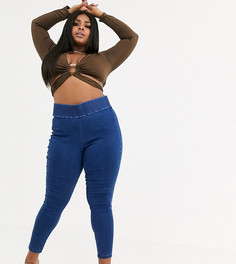 Дымчато-синие джеггинсы без застежки с широким поясом ASOS DESIGN Curve - Синий