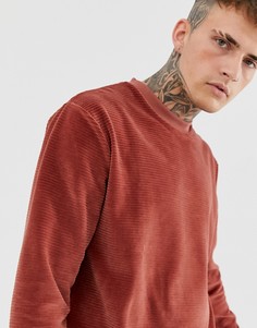 Светло-коричневый свободный лонгслив из велюра в рубчик ASOS DESIGN - Коричневый