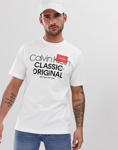 Белая футболка с логотипом-надписью Calvin Klein - Белый