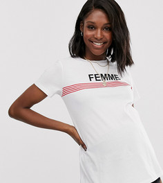 Футболка с полосками и надписью femme ASOS DESIGN Maternity - Белый
