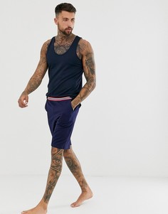 Темно-синие шорты для дома с поясом в полоску ASOS DESIGN - Темно-синий