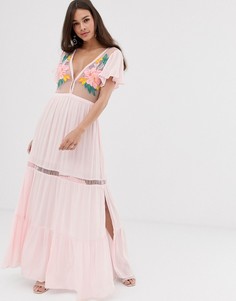 Платье миди с вышивкой Cleobella lyric - Розовый