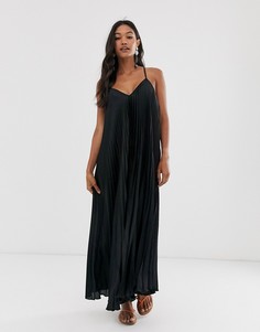 Черное плиссированное платье макси River Island - Черный