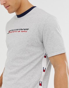 Серая меланжевая футболка с фирменной лентой Tommy Sports - Серый