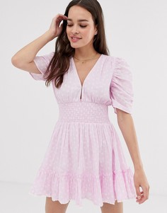 Приталенное платье мини с пышными рукавами Cleobella Sadie - Фиолетовый