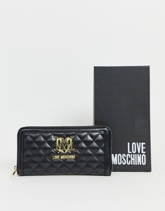 Черный стеганый кошелек Love Moschino - Черный