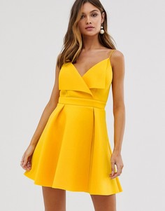 Короткое приталенное платье с отворотом ASOS DESIGN - Оранжевый