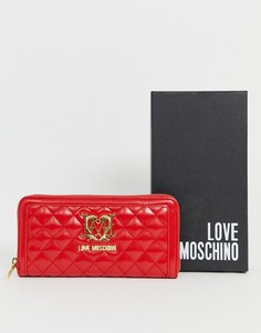 Красный стеганый кошелек Love Moschino - Красный