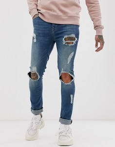 Синие джинсы скинни с рваной отделкой ASOS DESIGN - Синий