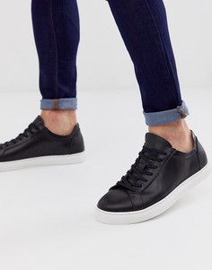 Черные кожаные кроссовки с контрастной подошвой Selected Homme - Черный