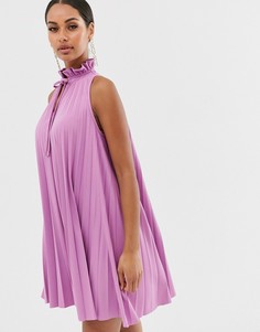 Платье мини с плиссировкой ASOS DESIGN - Фиолетовый