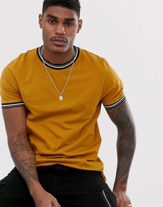 Коричневая футболка с кантом ASOS DESIGN - Коричневый