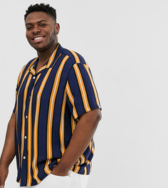 Темно-синяя свободная рубашка в полоску ASOS DESIGN Plus - Темно-синий