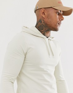Худи бежевого цвета удлиненного обтягивающего кроя ASOS DESIGN - Бежевый