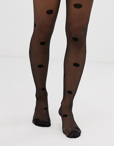 Колготки 20 ден в крупный горошек ASOS DESIGN - Черный